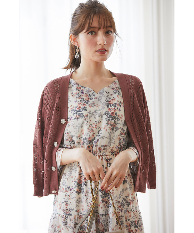 342ワンダフルワールド半袖カーディガンパープル 心許ない 