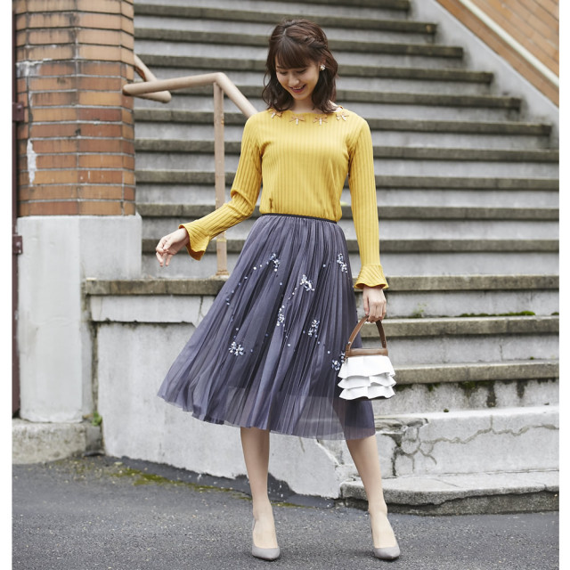 キラキラスパンコール装飾ラメプリーツスカート 【dorease ドリーセ  