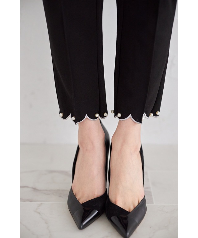 パール付き裾スカラップパンツ