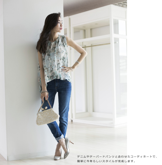 花柄シフォン素材ノースリーブトップス Eadley エドリー 15 Summer Collection 花柄シフォン素材ノースリーブトップス Eadley エドリー 15 Summer Collection