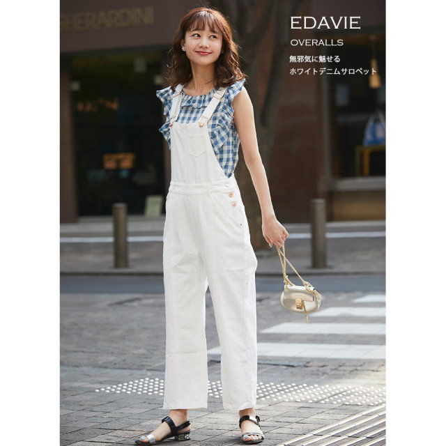 ドゥロワー　ホワイト　デニム　オーバーオール ドゥロワーホワイトデニムオーバーオール
