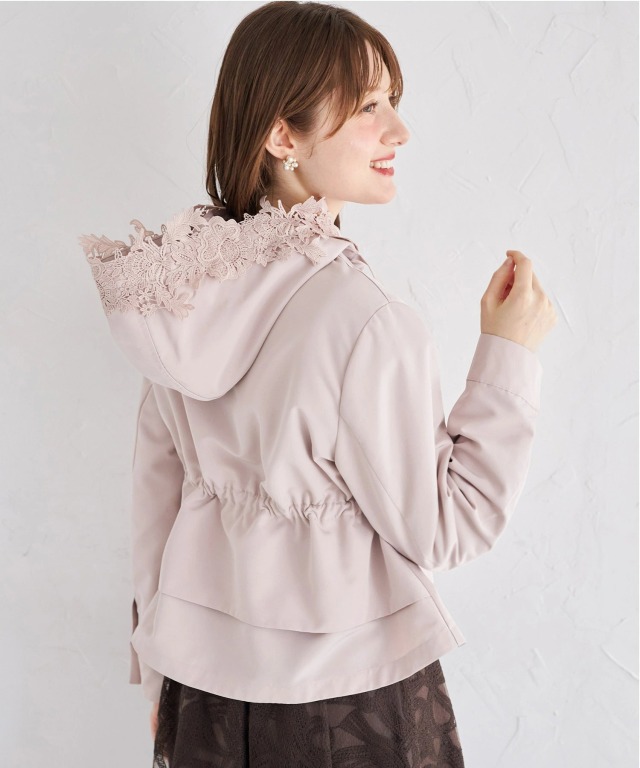 フリル付きフードジャケット グレー RONEPARC ロネパーク フリル付きフードジャケット グレー RONEPARC ロネパーク 商品