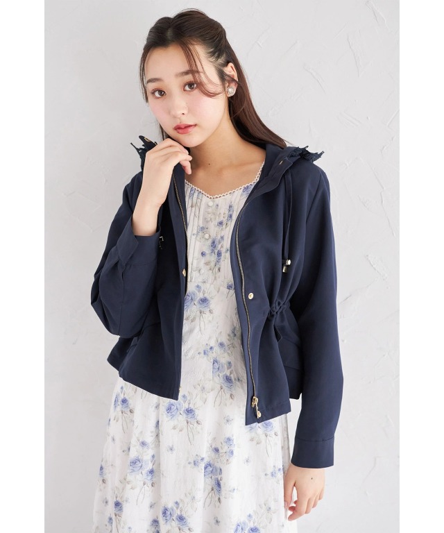 ⭐︎商品 バックフリル付きフードレースドロストペプラムマウンテンパーカー