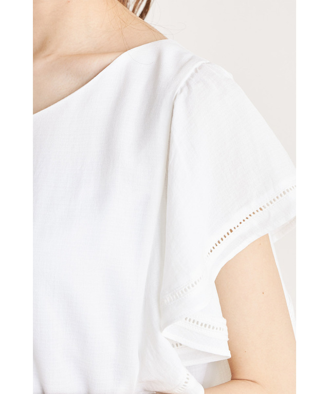 チロ様専用 新入荷❣️レースラッフルスリーブブラウス frene