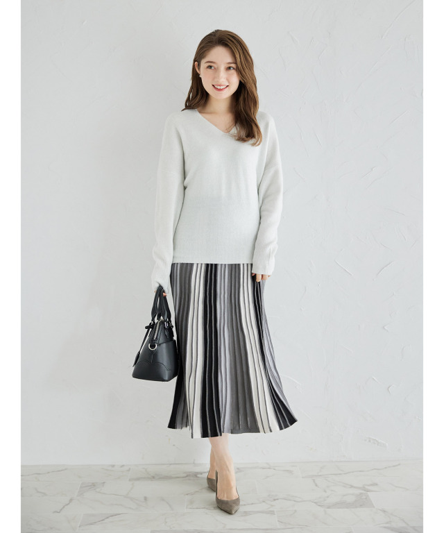 【国内即発】MSGM ネオンストライプニットスカート バイカラーニット ストライプ柄スカート(ロング・マキシ丈