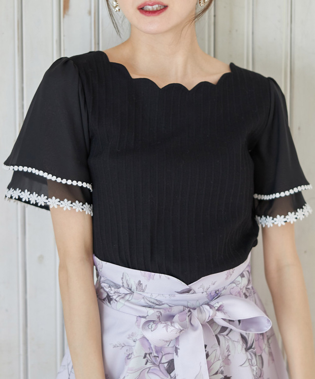 ❖ZARA❖テープフリル❇装飾✤ジョーゼット✤シフォン✤シースルー❀ハイネック セール】レディース シースルーフリルハイネックブラウス