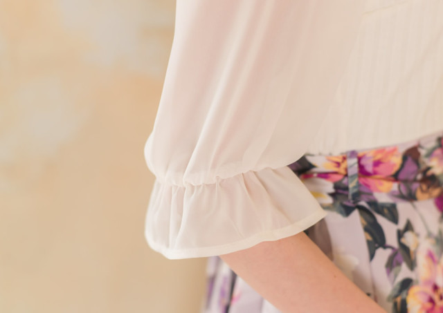 ウエストりぼん付きパールビジュー装飾フラワープリントドッキング  