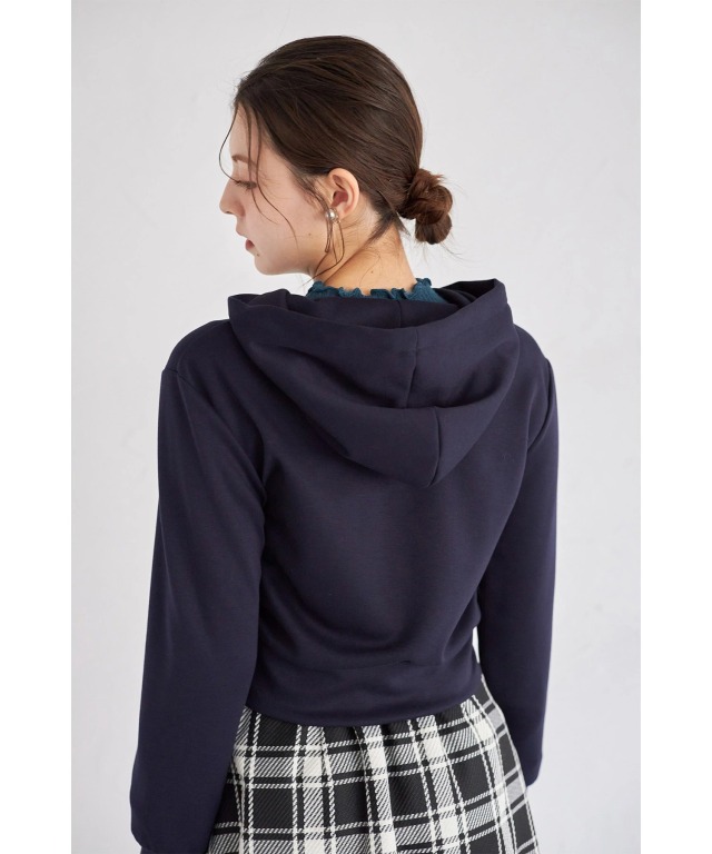 パール付きフロントチュールフリルパーカー