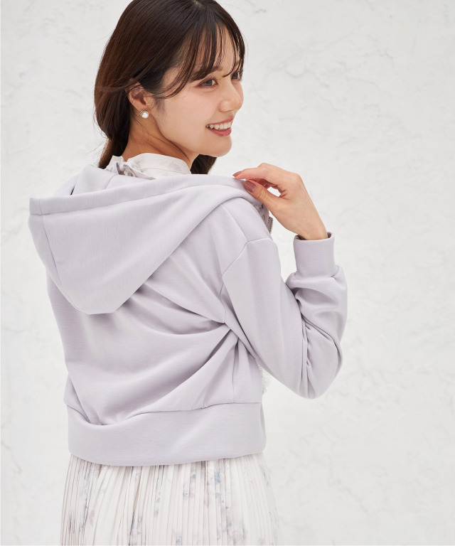 パール付きフロントチュールフリルパーカー