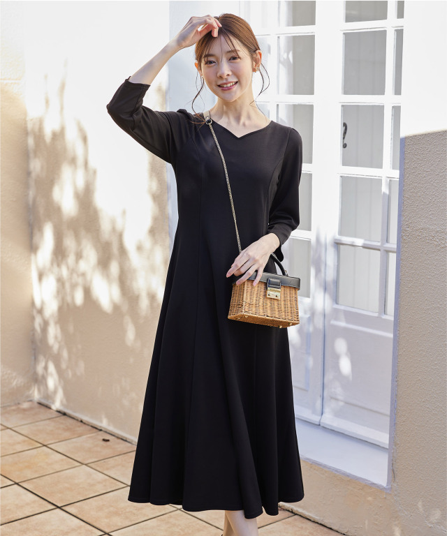 ERISABETTA FRANCHI オフィスワンピース Vネック レオパード e3367.jpg