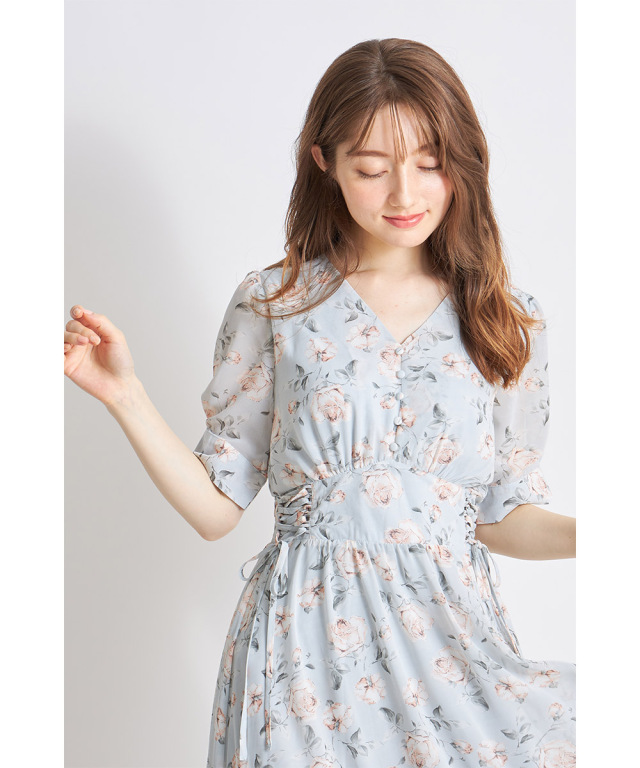 お気に入り】 FENDIフェンディフラワーアップリケ付きフリルワンピース6A 