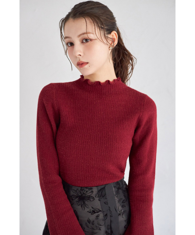 メローフリル裏起毛リブニットプルオーバー