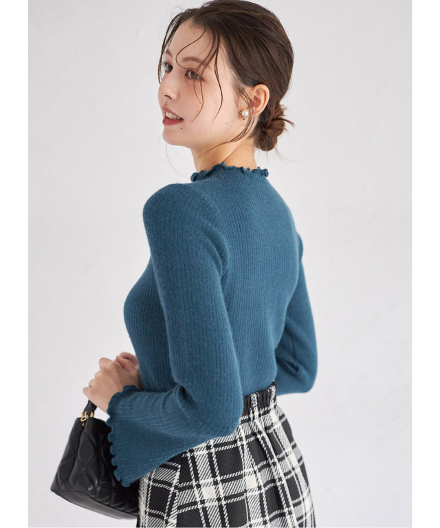 メローフリル裏起毛リブニットプルオーバー