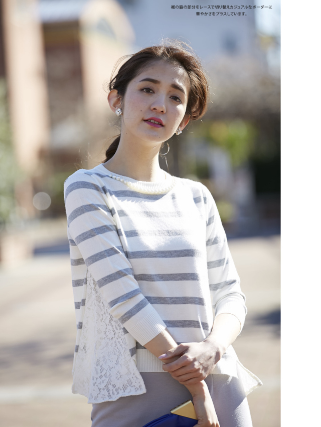 裾レースボーダーニット 【grete グレーテ】 tocco closet winter 