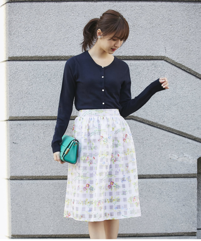 ときめきを凝縮♪フローラルフラワーシアーチェックスカート 【harrie 
