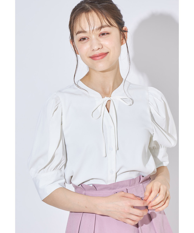 ella_selectshop カノコ　バルーンスリーブ　襟付きポロ ELACIO / カノコ ロングスリーブ ポロシャツ（ポロシャツ