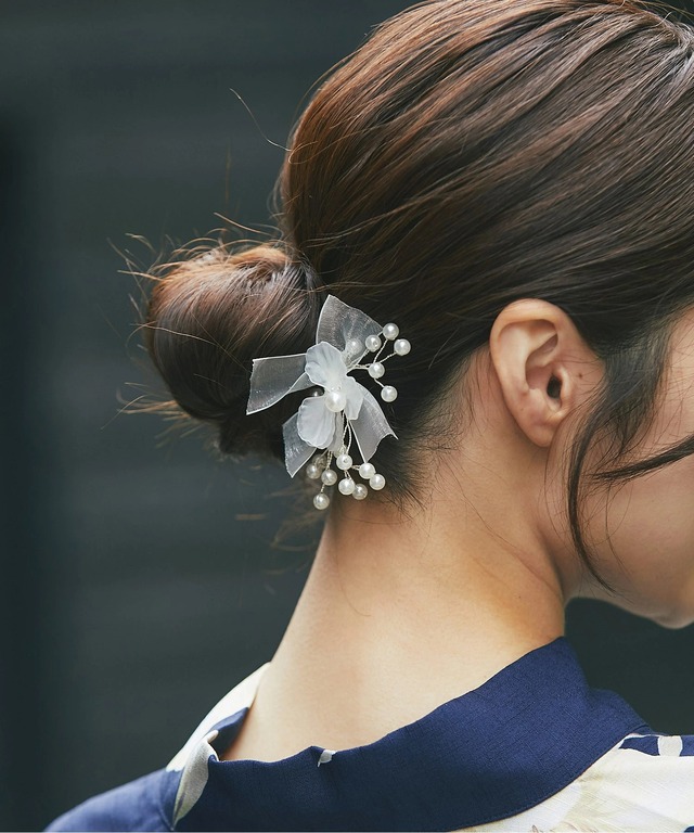 パールミックスフラワーヘアアクセサリー