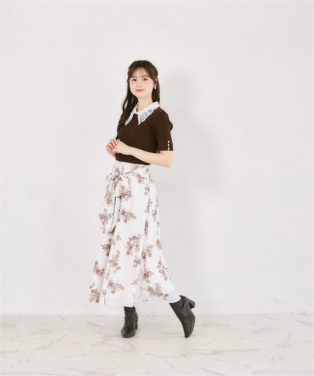 S・Mサイズ展開】マルチWAYリボン付きシアーチェックフラワー