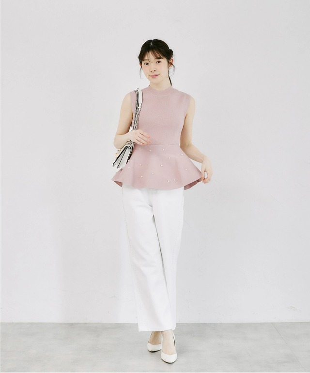 ルールロジェット ペプラムニット ペールブルー×ペールピンク JILL by JILL STUART（ジルバイジルスチュアート） ニット セーター