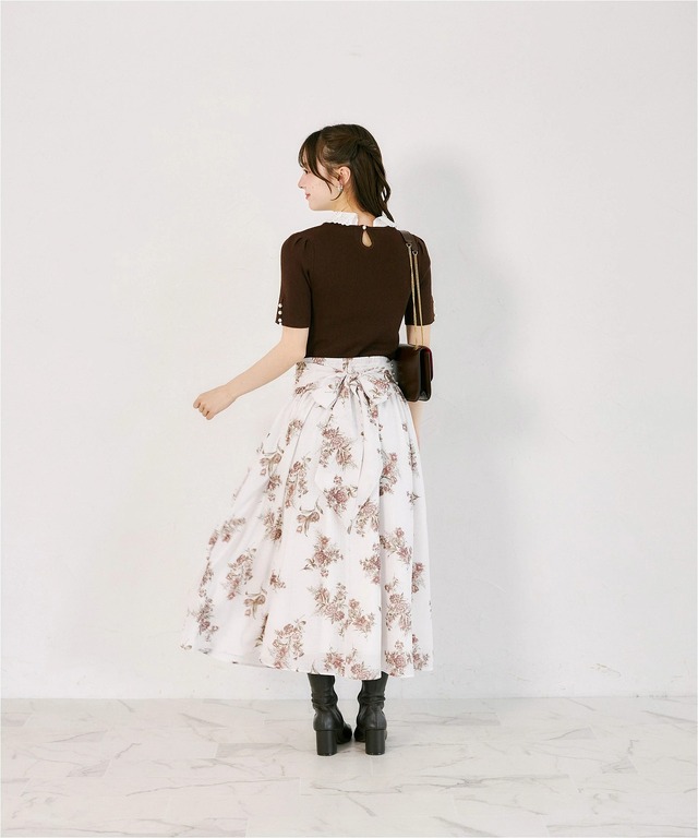 S・Mサイズ展開】マルチWAYリボン付きシアーチェックフラワー