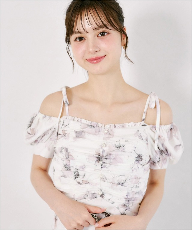 S・Mサイズ展開】リボン付き2WAYショルダーギャザーフラワー