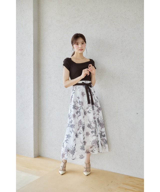 tocco closet アシメリブニット×フラワードッキングワンピース 楽天