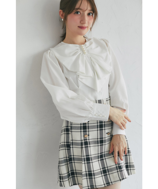 新品  パール付きリボンブラウス パールモチーフリボンブラウス – BLUE ONLINE