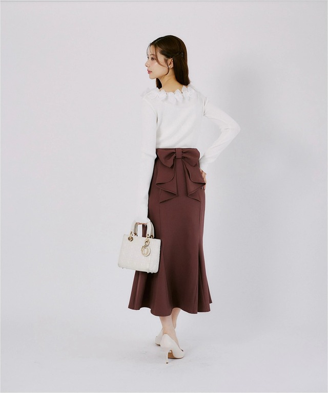 バックラッフルリボンマーメイドスカート
