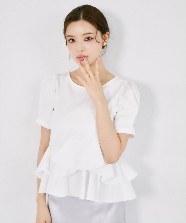 たかけん商品 UVカット＆接触冷感＆速乾♪楽して綺麗が叶う異素材アシメフリルリブ