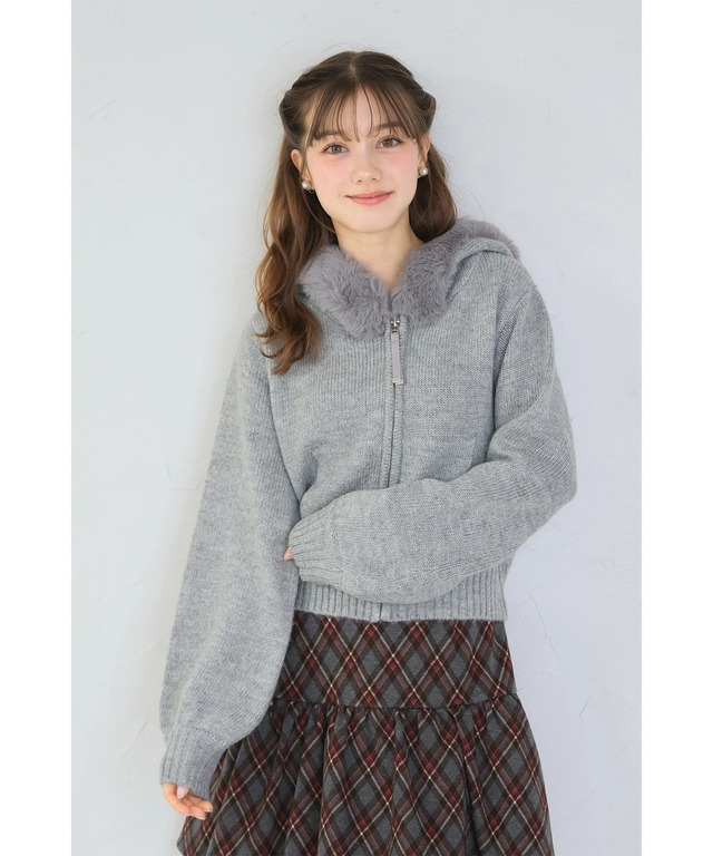 prideglide♣︎ファー付ニットフードパーカー ファー付きニットパーカー