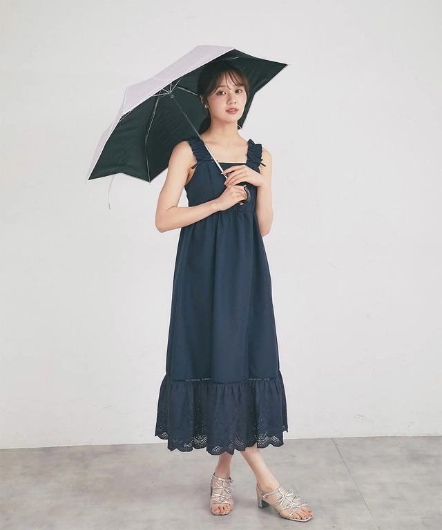 晴雨兼用♪遮光UVカット3段式バイカラーフラワーカット傘