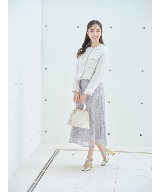 ゴールド釦フリンジミックスツイードジャケット