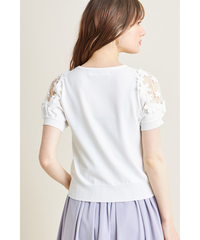 トッコクローゼット tocco closet フラワーモチーフ付きニットプルオーバー 立体フラワーモチーフ付きニットプルオーバー