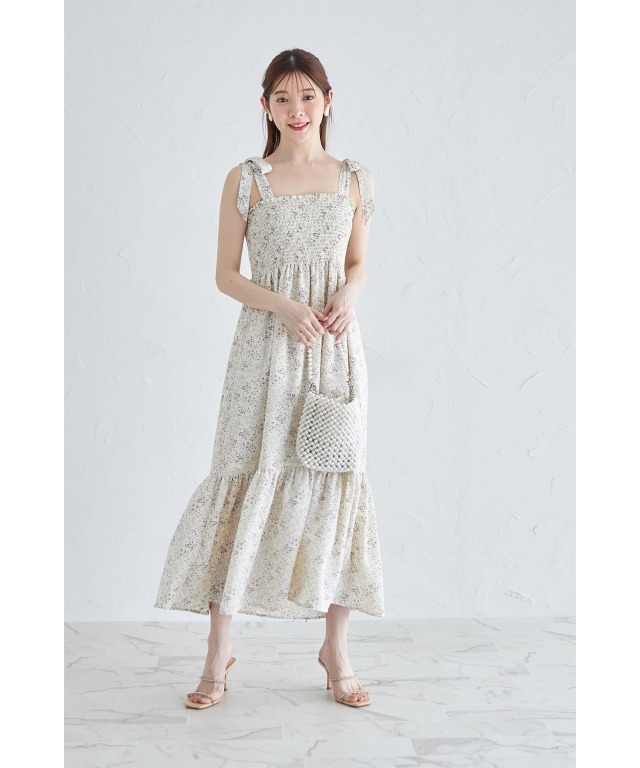 即購可[jnylon studios]シフォンドットシャーリングワンピ 温い 