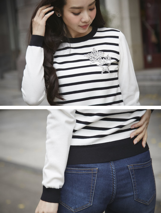 贅沢ビジューで視線集めるスターニット 【jelias ジェリアス】 A  