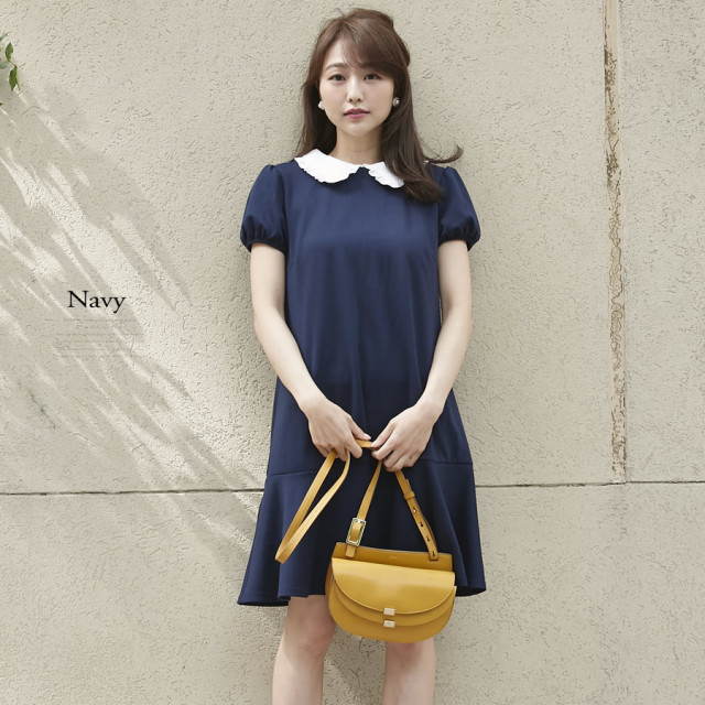 きちんとお嬢様見え襟付き半袖ワンピース 8月31日(木)再販決定  