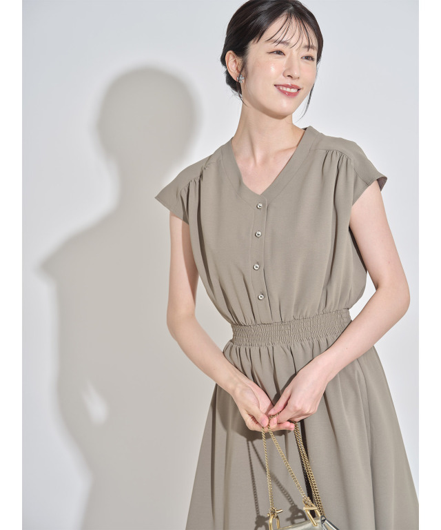 Rochelin Double Flat Collar Flared Dress ワンピース NMDS25253D(ワンピース) 80s ORGANIC DOBIE CHECK(OVERDYE
