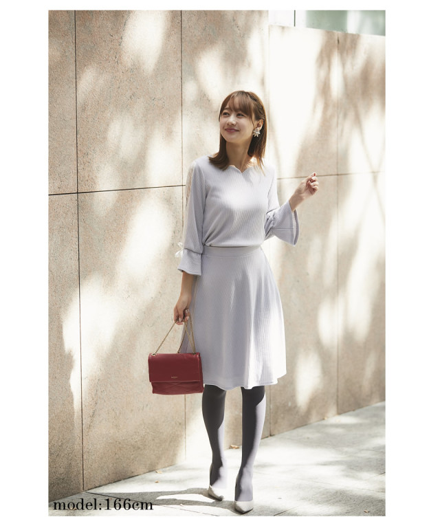 レディが認めるべっぴんレディなリブカットソーセットアップ(フレア  