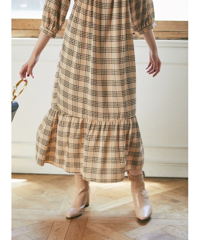 ☆ワンピース チェック柄【S】 7号相当 茶色（ROSA BIANCA online shop  