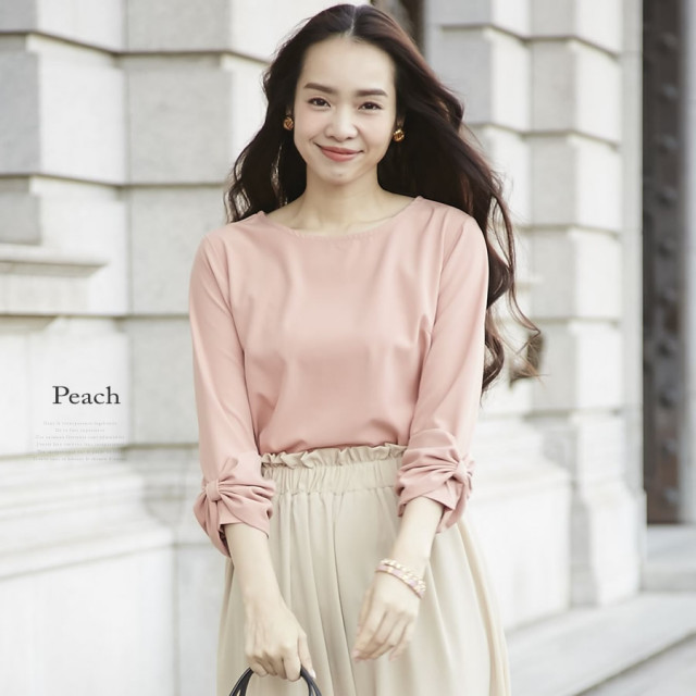 袖りぼん付き7分袖ブラウス 薄手タイプ 万能袖りぼんブラウス Latigne ラティーヌ 薄手タイプ