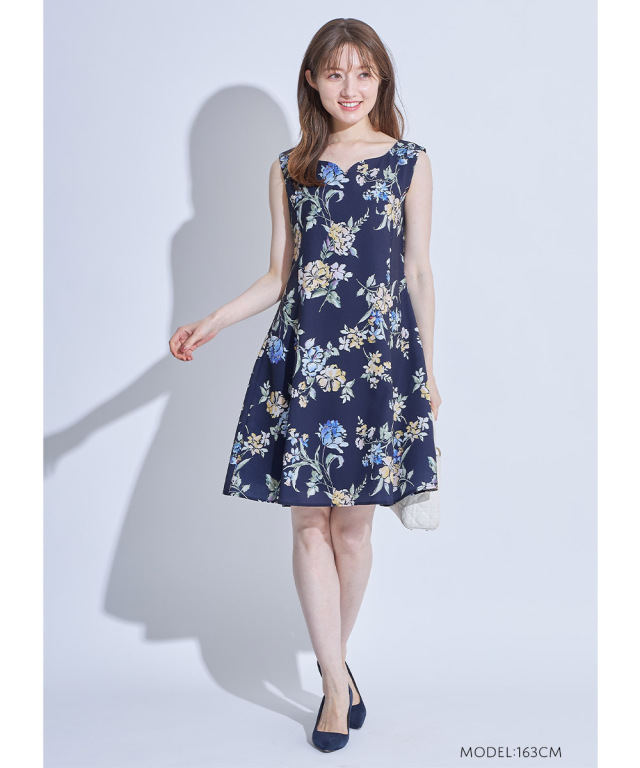 ルルゲッタ　スワンプリント　ノースリーブワンピース ルルゲッタ スワンプリント ノースリーブワンピース 【公式通販】