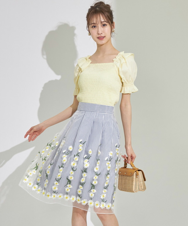 LOEFF>ブルーベリー エンブロイダリー スカート（ユニクロ公式 