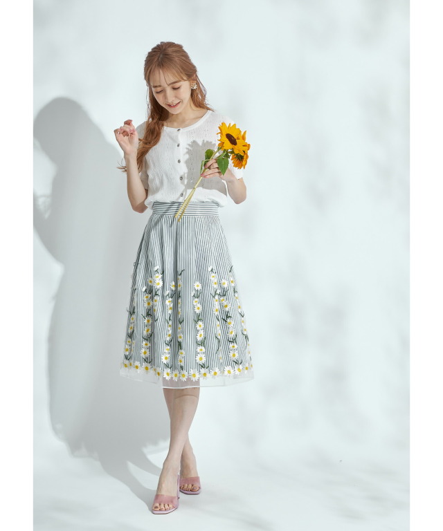 ☆Simone Rocha☆ peony刺繍/エンブロイダリー はめ込ん フリル スカート