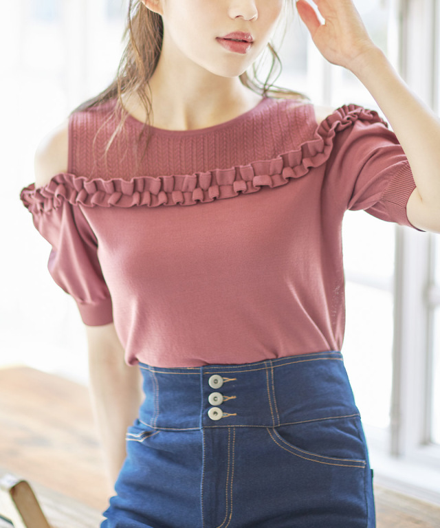 着用3回】COTOO♡ ブルーデニムフレアワンピース フリル♡シルバー 