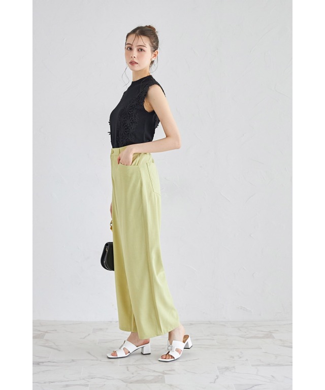 美品 ピッコーネ 騙し絵デザインストレッチパンツ ベージュ白系40 スタジオピッコーネ パンツ - 30代・40代・50代・60代の婦人服