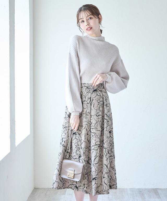 stina ミルキーローズ　フレアスカート stina / pull-on skirt / milky rose