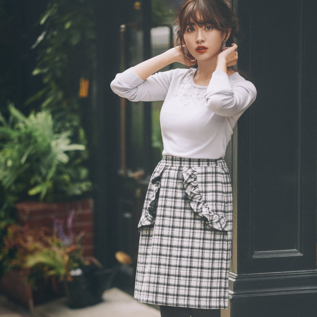Her lip to ハーリップトゥ　小嶋陽菜こじはる　花柄　千鳥格子　スカート 小嶋陽菜がプロデュースするライフスタイルブランド「Her lip to