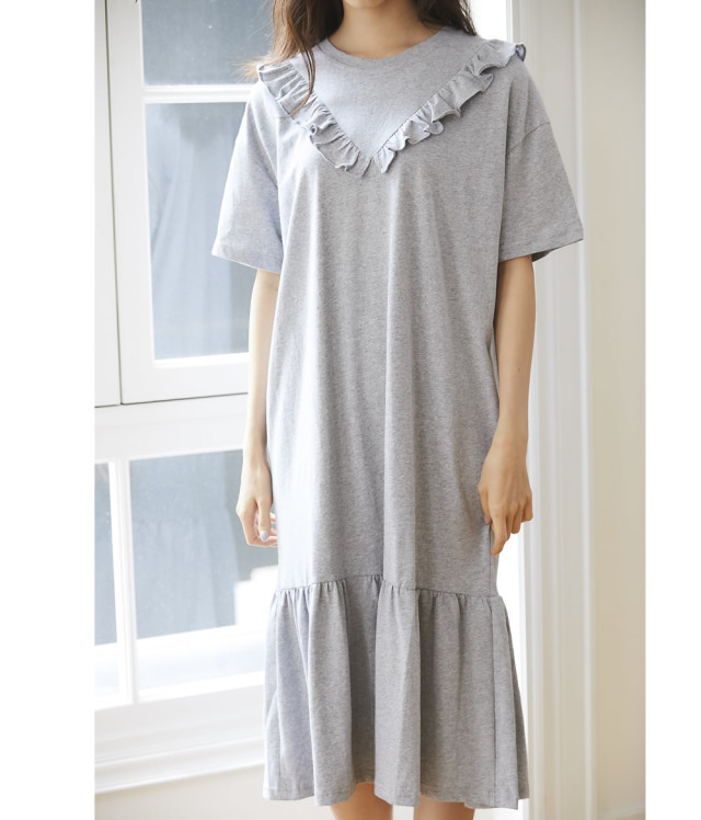 フリルデザインカットソーマキシワンピース 【limina リミナ