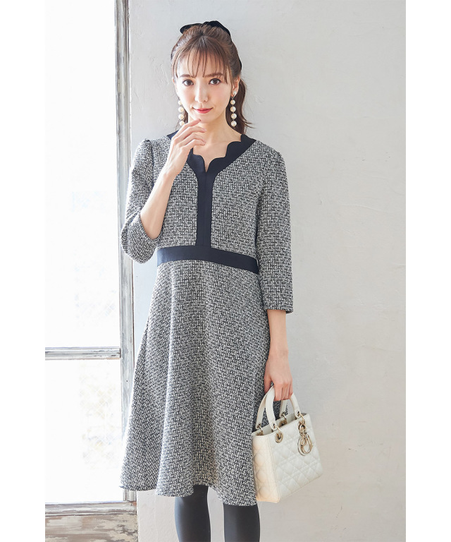 引き寄せビューティー 細見えお洒落が叶うお出かけツイードワンピース The Voice
