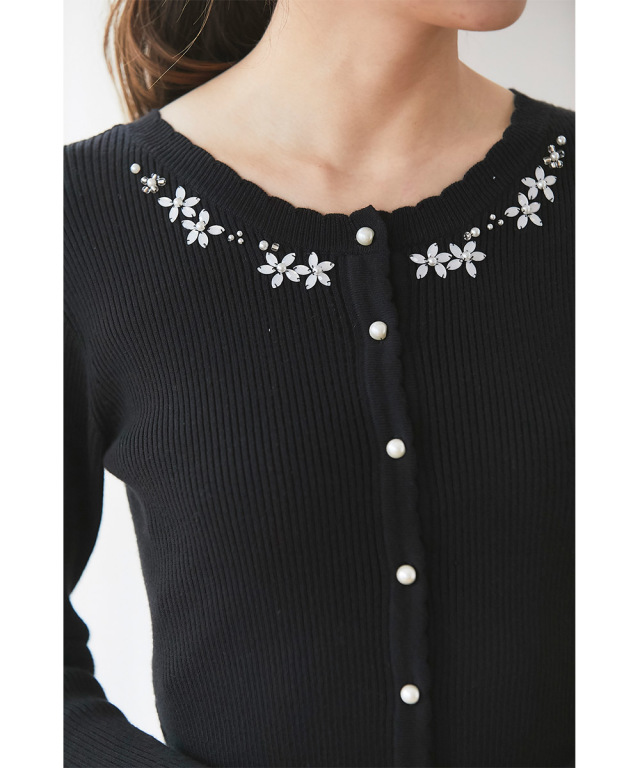 rivnobuhikoフラワーカーディガン　ブラック rivnobuhikoリブノブヒコフラワーカーディガンブラック